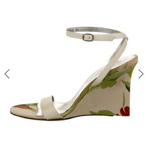 Dolce & Gabbana Cream and Green Floral Wedges